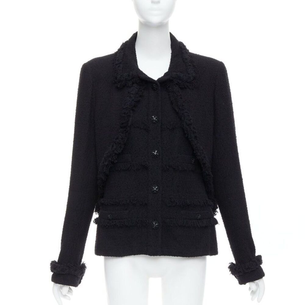 Chanel tweed braided fringe trim layered jacket